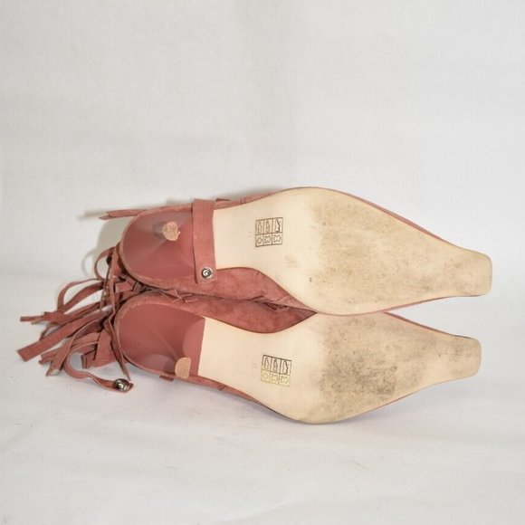 $250 Jeffrey Campbell Trotting Ankle Boot FRINGE SILVER STUD SUEDE ROSE 8 (ME34) - Picture 7 of 7